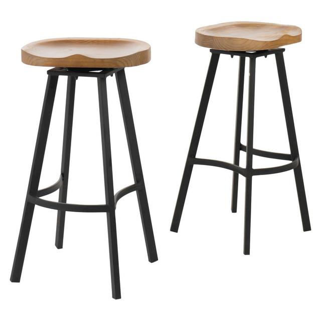 Set of 2 Albia Swivel 31.5" Barstool - Natural/Black - Christopher Knight Home