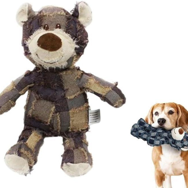 Dog Toys for Aggressive Chewers,Indestructible Robust Bear Toy, Durable Squeaky Toys for Heavy Chewers, Interactive Dog Toy Unbreakable Stuffed Plush for Small, Medium Sized Dogs (Purple, Large)