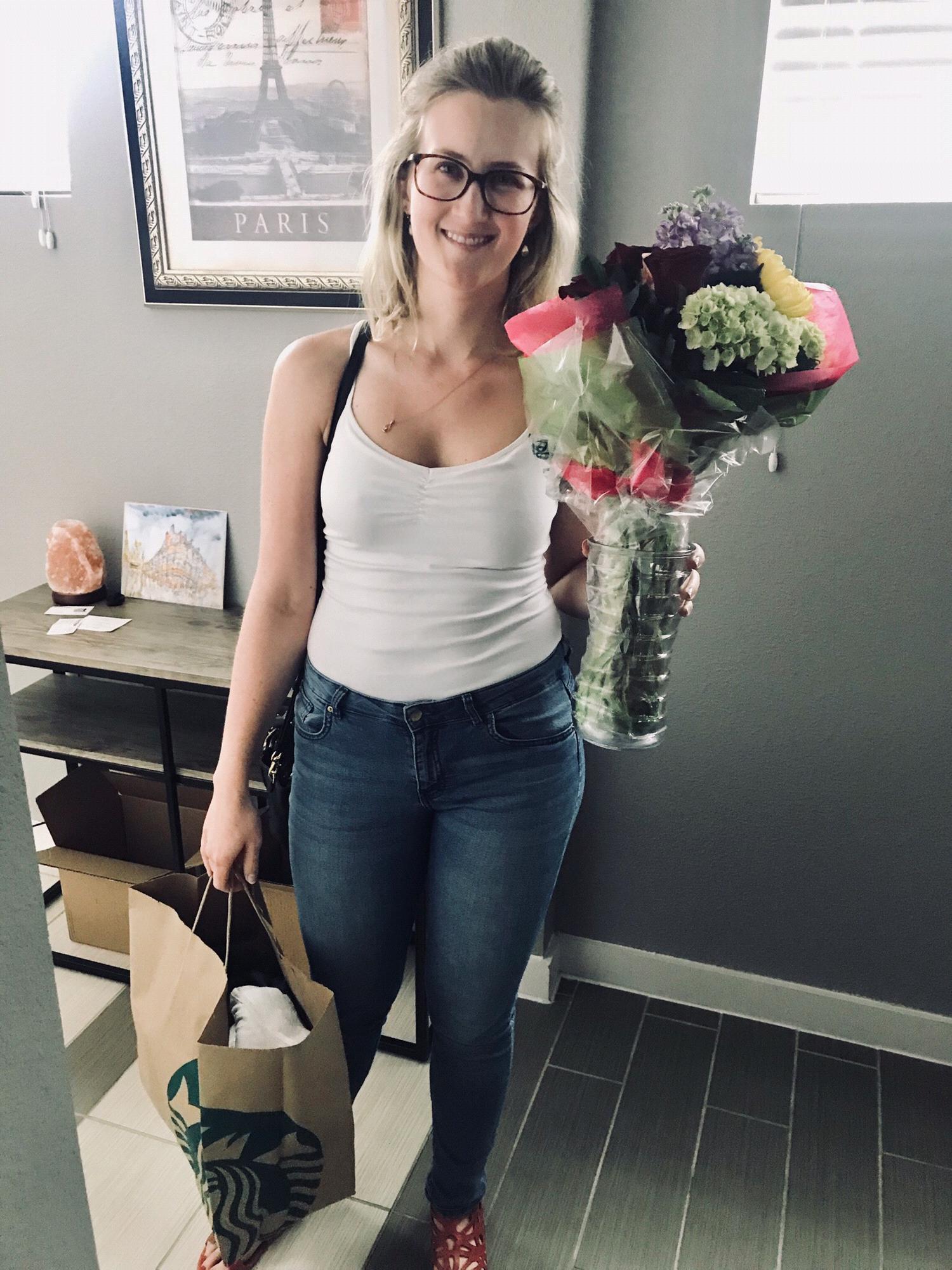 This girl loves her some flowers!
