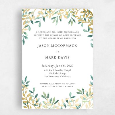 Green Bordered Wedding Invitation - Eastwick Layer