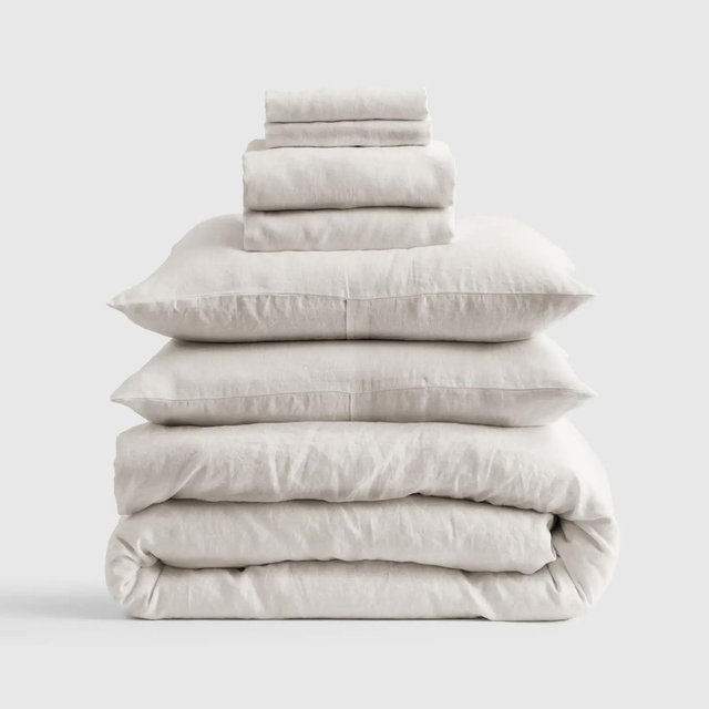 Quince European Linen Deluxe Bedding Bundle Queen - Sand