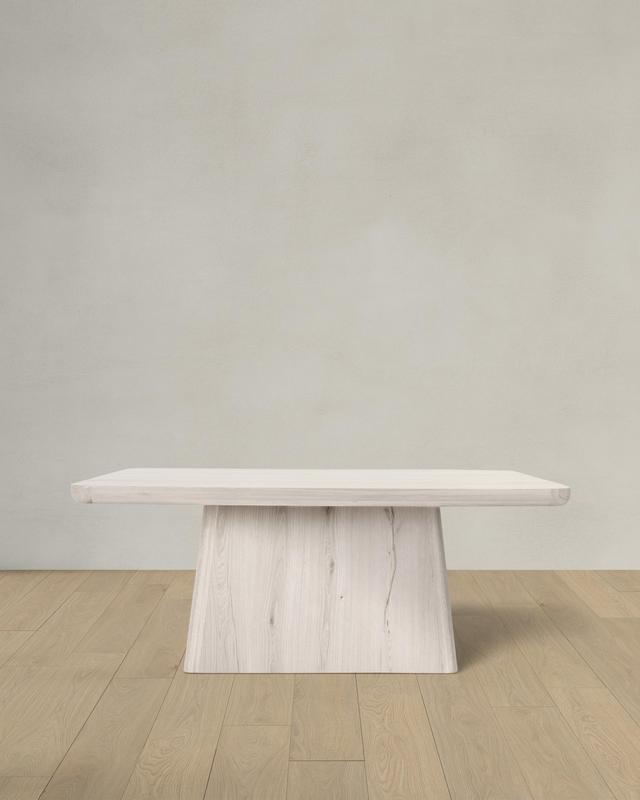 Rustic Oak Plinth Dining Table in Milk White 71"