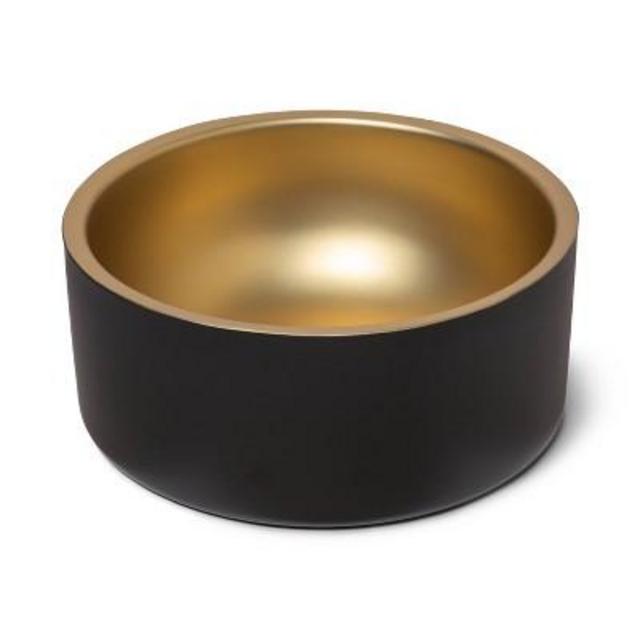 Double Wall Dog Feeding Bowl Black + Brass - Large - Boots & Barkley™