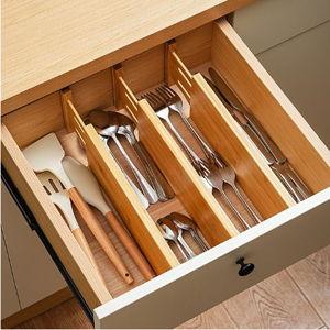 Fabsome Dresser Drawer Organizers 6 Pack, 4.65'' High Adjustable from 17-22‘’ Bamboo Drawer Dividers for Clothing Baby Clothes, Wooden Separators for Dresser Nursery Organization with Soft Foam Ends