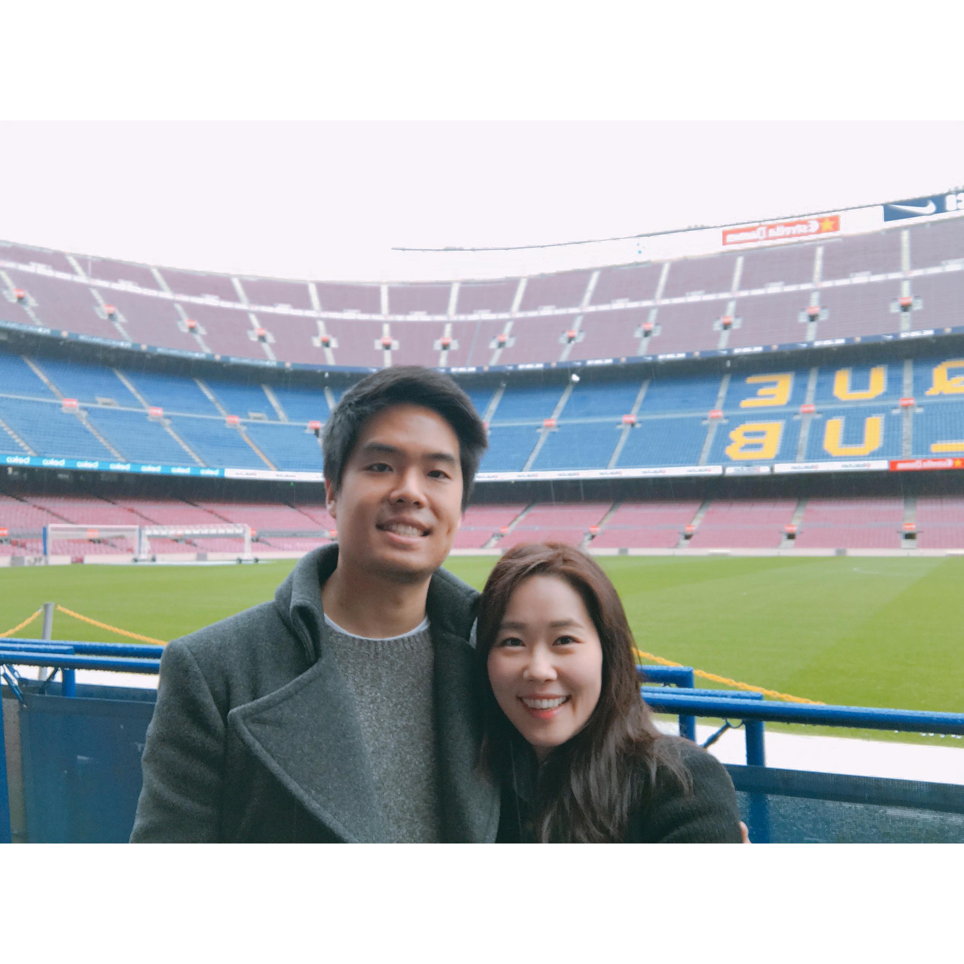David was so happy to visit the Camp Nou stadium in Barcelona :D