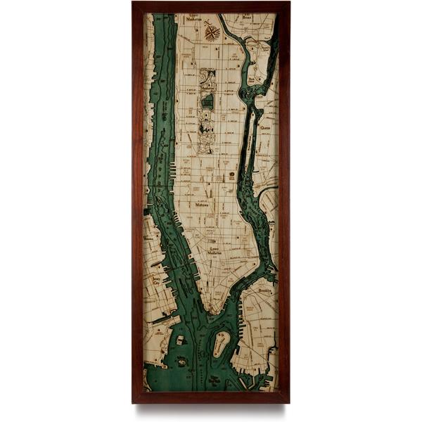 Stock Nautical Wood Map / Manhattan / New York City