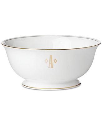 Federal Gold Monogram Serving Bowl, Block Letters "T"
