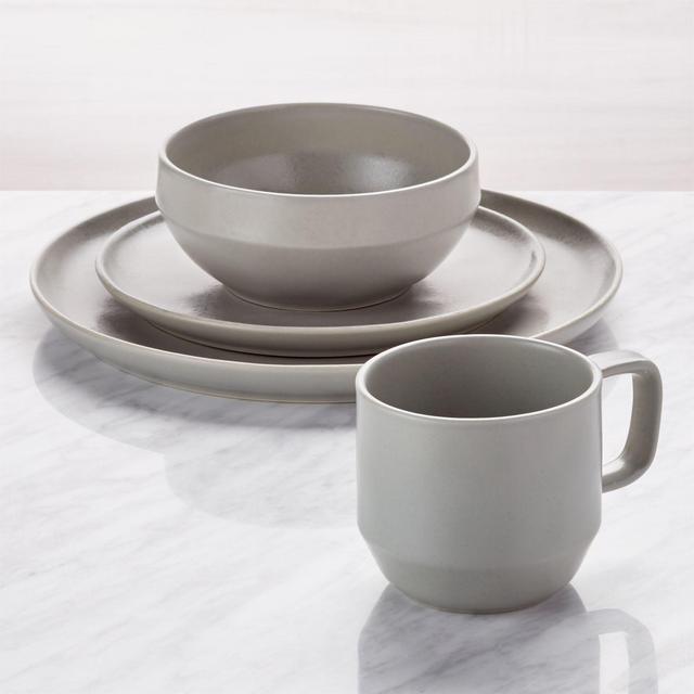 Visto 4-Piece Grey Stoneware Dinnerware Set