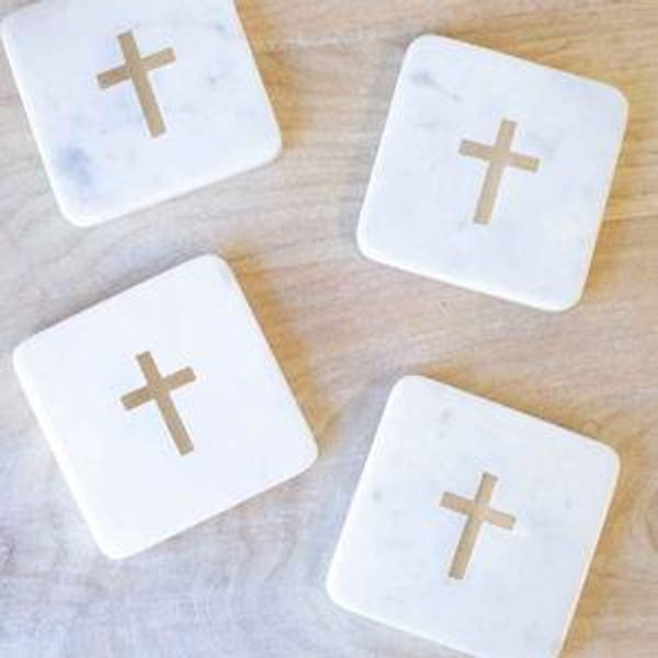 Cross Marble Coasters (set of 4)