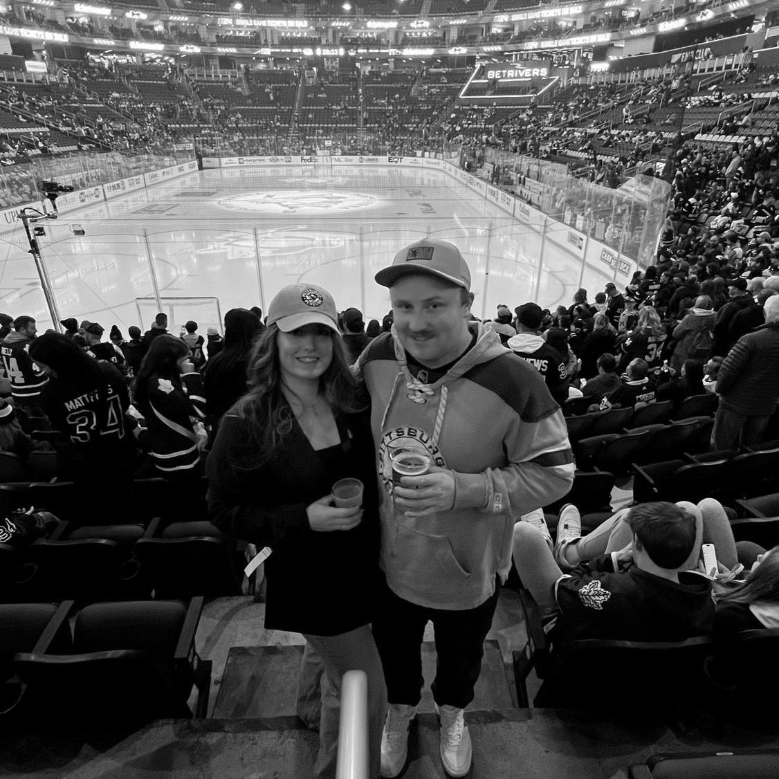 November 2023, Dylan went to a Penguins VS Leafs game in Pittsburg. Monique is hoping he smiles this much on his wedding day but this day has set the bar PRETTY HIGH. Pittsburg won.