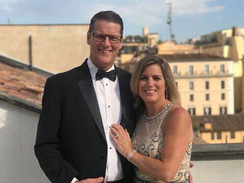 Rome on our hotel balcony. A double celebration! Jeff's Gala work reward and our Engagement!