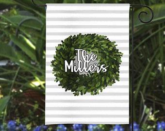 Personalized Garden Flag | Boxwood Wreath | Personalized Flag | Yard Flag | Garden Decor | House Flag | Housewarming Gift | Hostess Gift