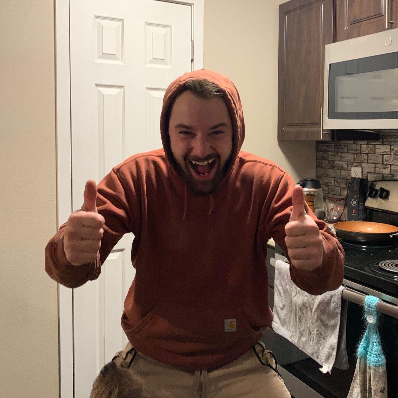 Brandon's excitement for me getting into Dental Hygiene school!
