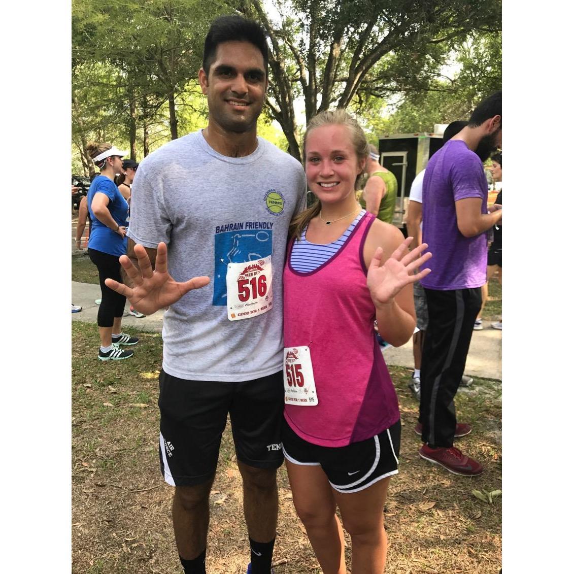 Sarah and Ali's first 5k together.