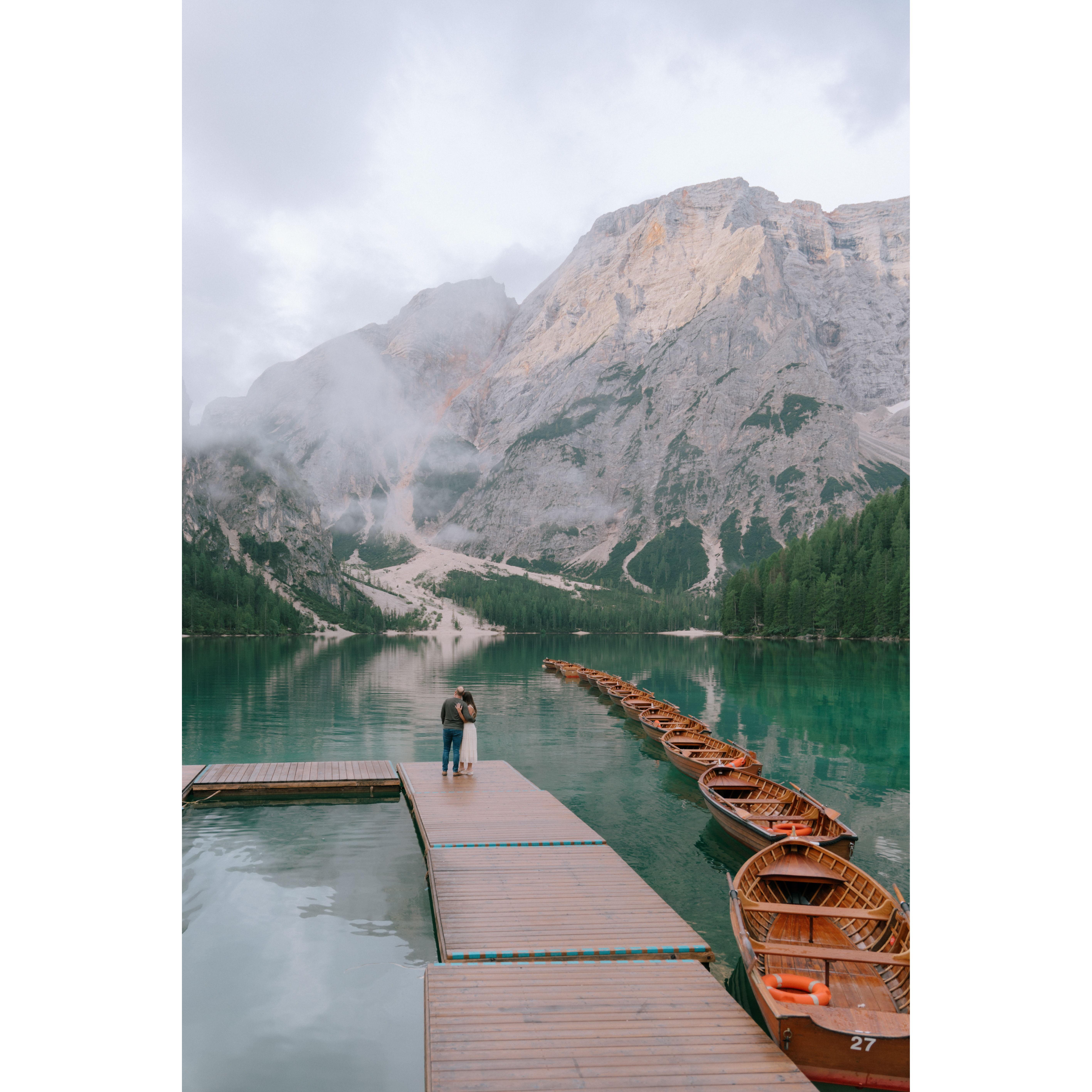 engagement photos on Lago di Braies, Dolomiti, Italy!!!