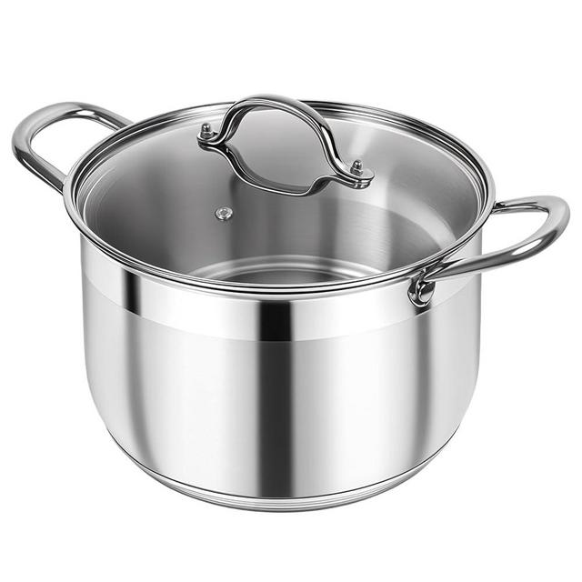 Kirecoo Stainless Steel Stock Pot - 12 Quart Heavy Duty Induction Cooking Pot with Visible Lid for Pasta, Soup, Spaghetti, Nonstick Thick Bottom Big Stockpot, Cookware for Canning, Boiling, Simmer