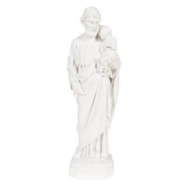 Italian St. Joseph Statue with White Finish - 11.8"