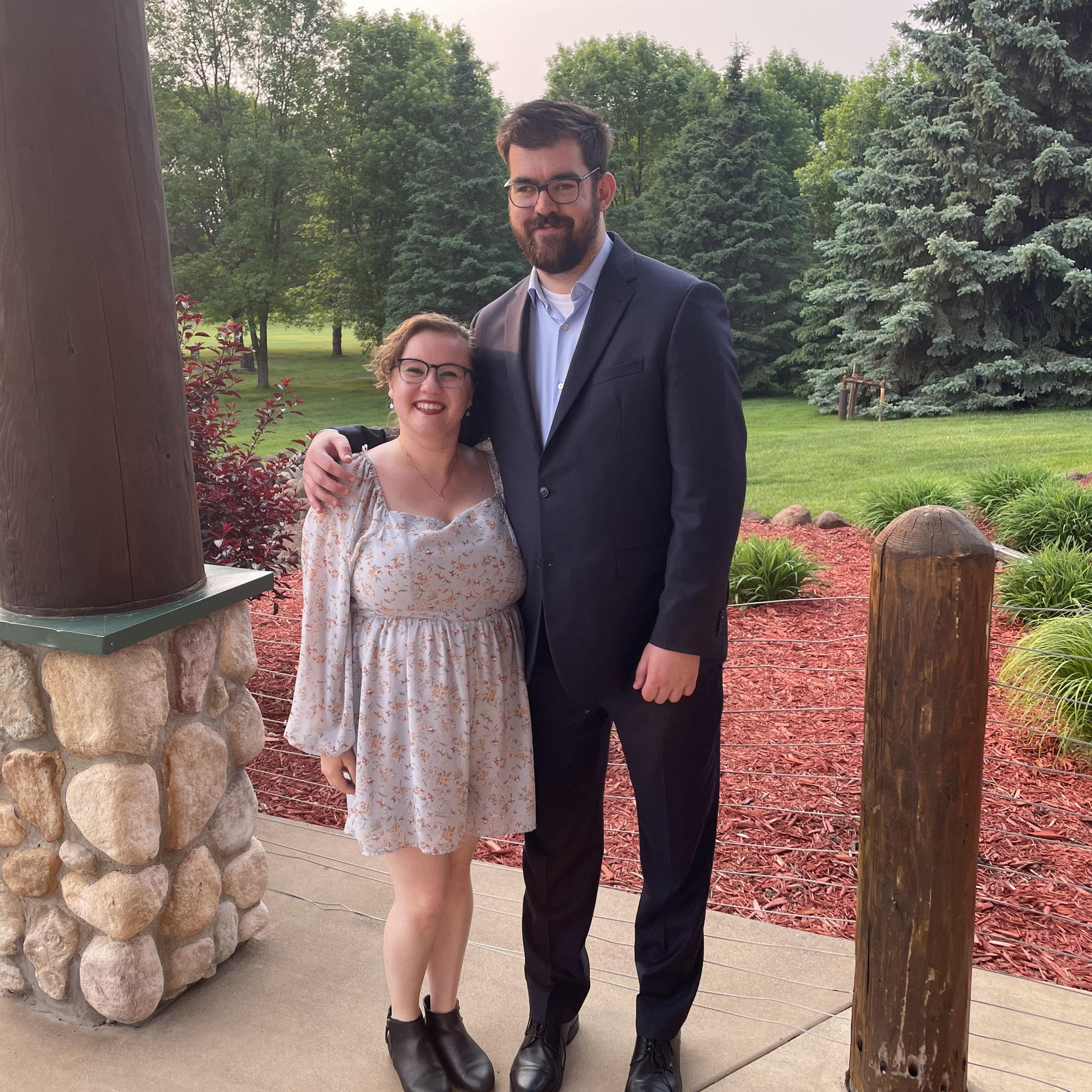 The first wedding we attended after getting engaged.  Sabrina even caught the bouquet!