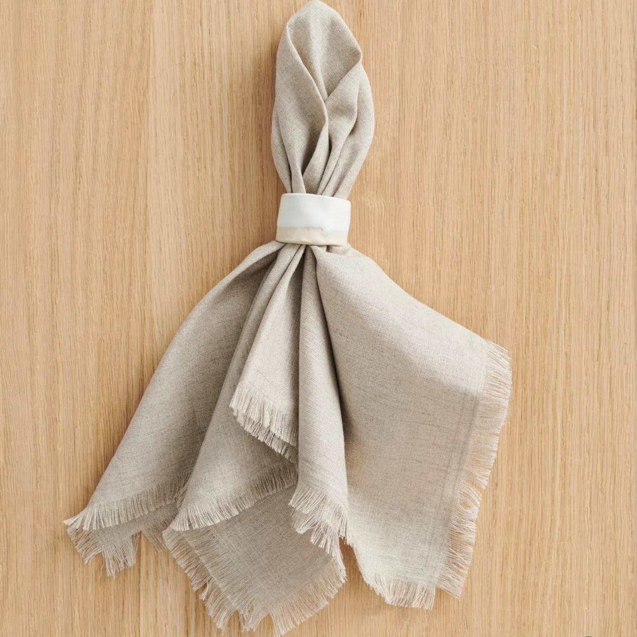 Frayed Linen Napkin Set of 12
