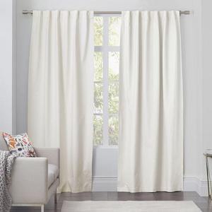 Opaque Linen Pole-Pocket Window Panel, 84", Ivory