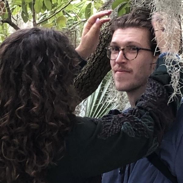 Spanish moss in Peter’s hair at the engagement :)