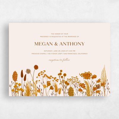 Linen, Beige Wedding Invitation - Brendlyn Landscape