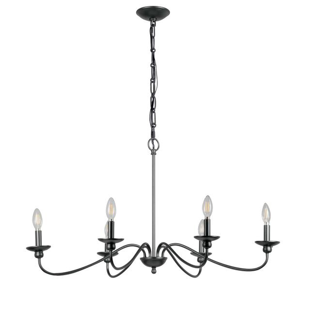Shop allen + roth allen + roth Providence 6-Light Black Traditional Linear Pendant Light