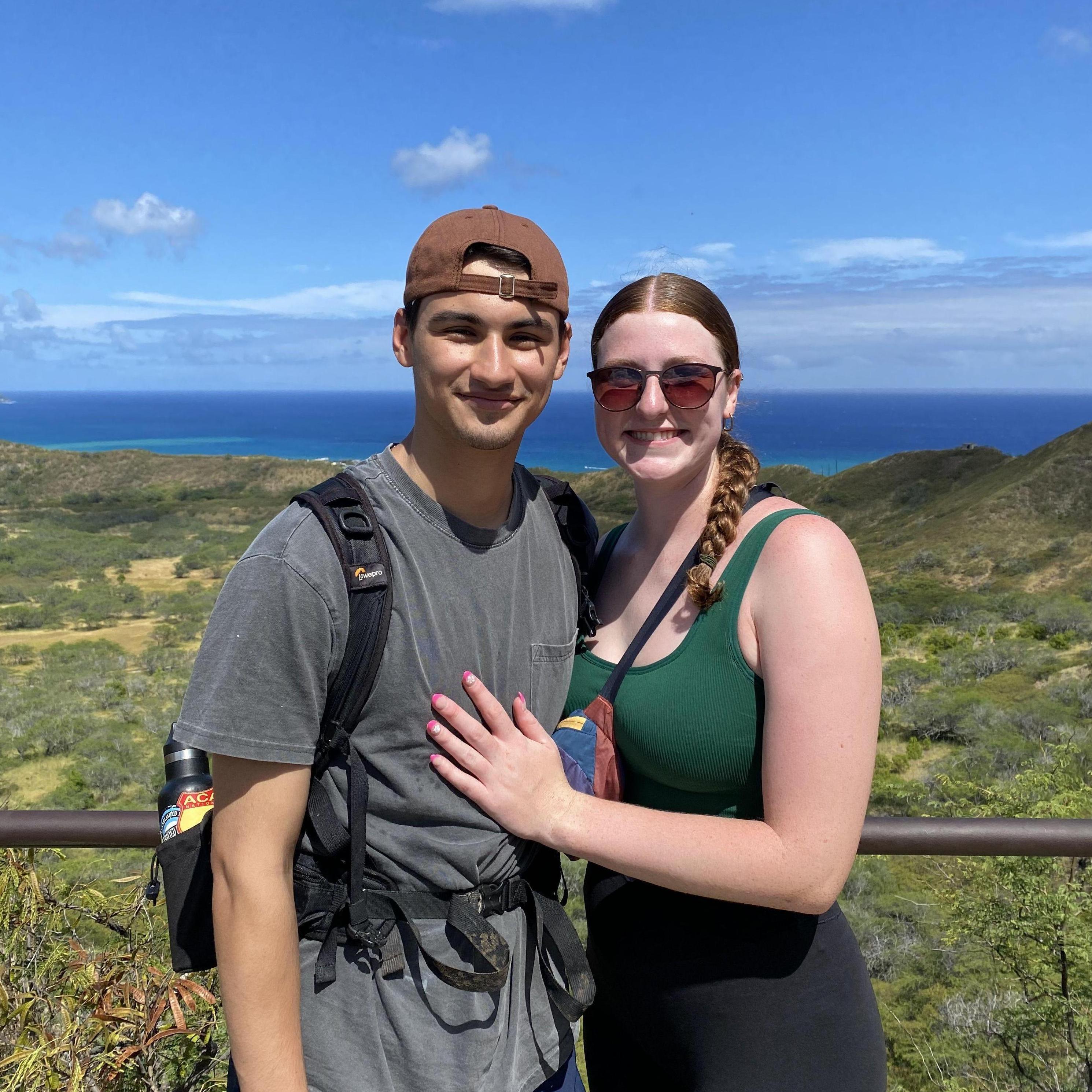 7.14.24 - Amy and Emanuel hiking Diamond Head Trail in Honolulu, Hawaii.