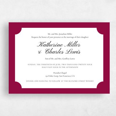 Burgundy, Red Wedding Invitation - Blake Landscape