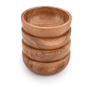 Salar Bowl Acacia Wood Set of 4, Oven, Wood Bowl Hand- Carved (4" X 4" X 1.5")