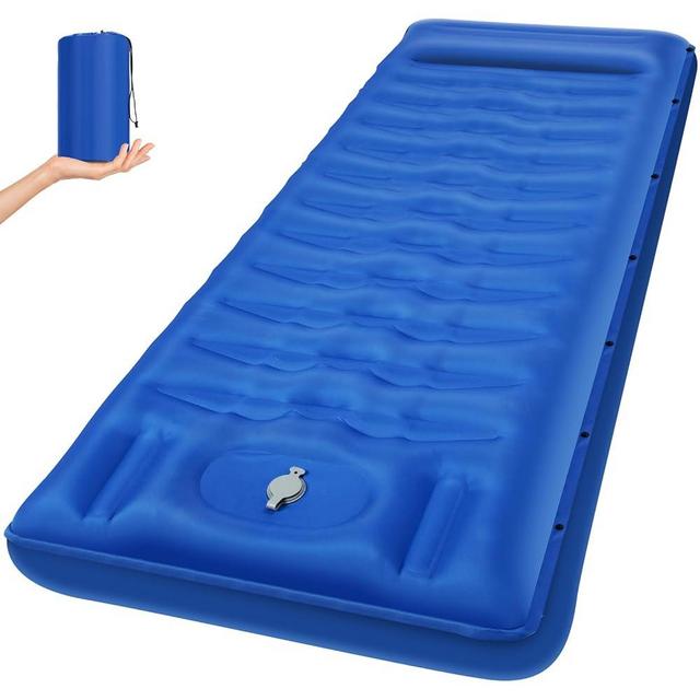 GLMNES Sleeping Pad, Ultralight 6IN Thicken Inflatable Sleeping Pad for Camping, Built-in Pump, Ultimate for Camping, Hiking, Airpad, Carry Bag, Repair Kit, Compact & Lightweight Air Mattress(Blue)