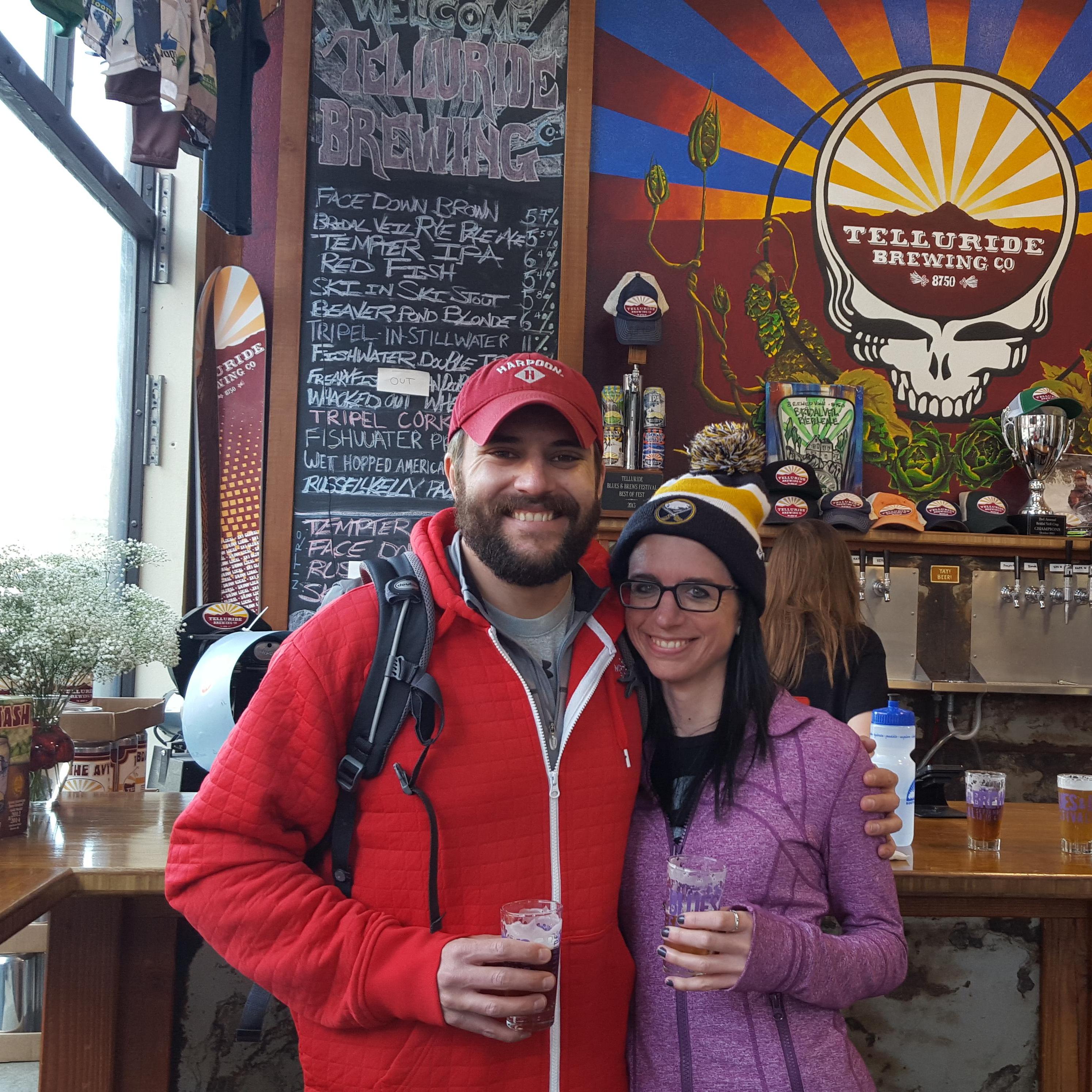 Drinking beers in Telluride (after a long fat bike tour)!