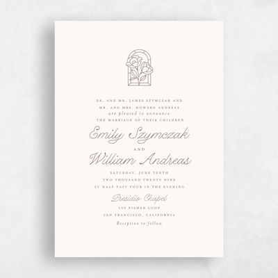 Taupe, Brown Wedding Invitation - Vianne Portrait