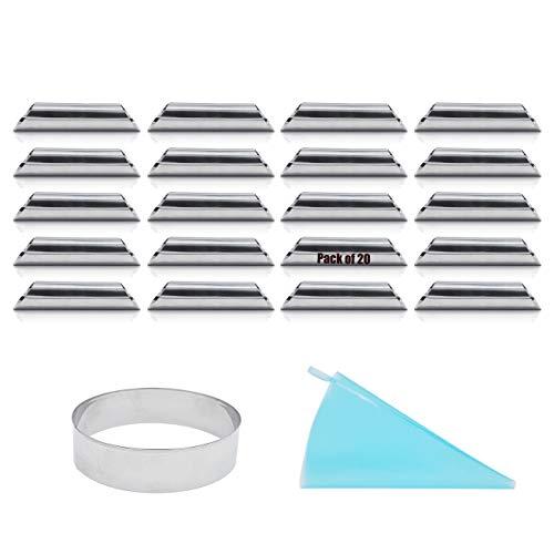 Cannoli Forms Pastry Roll Molds,Stainless Steel Cannoli Tubes,Set of 20 [Free Pastry Bag and Round Cookie cutter as Bonus]