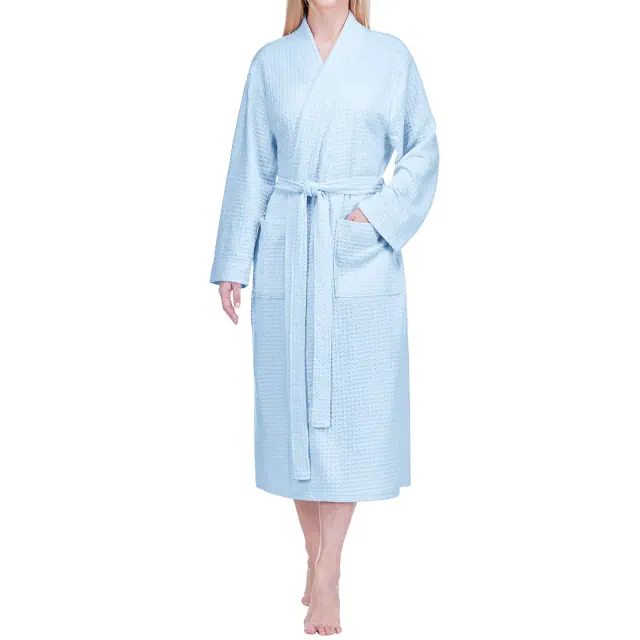 PAVILIA Women Waffle Knit Robe, Soft Cozy Breathable Lightweight Long Bathrobe with Pockets Shower Spa House , Easter Gift