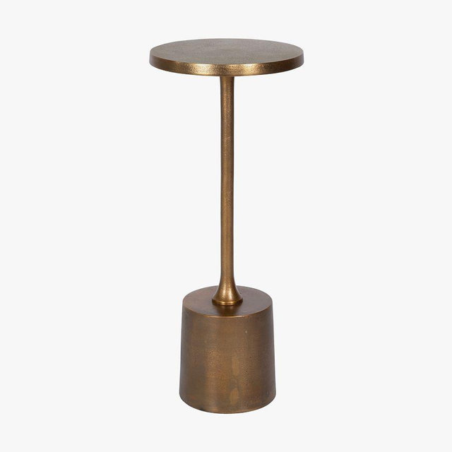 Leo Round Metal Accent Table, Gold