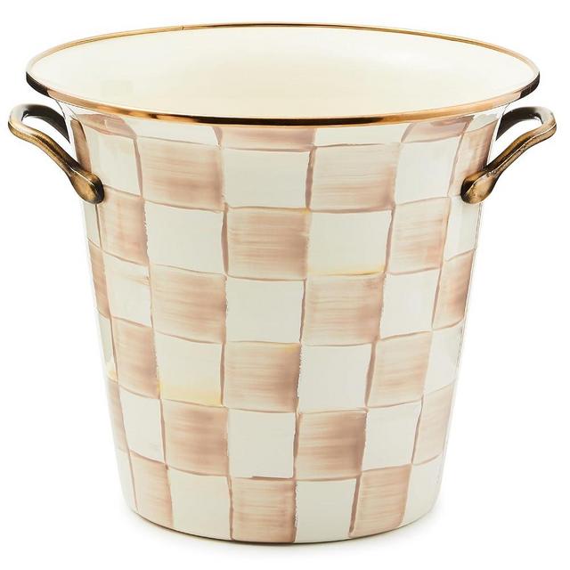 MACKENZIE-CHILDS Wine Cooler, Champagne and Wine Bucket, Ice Bucket, Brown-and-White Mocha Check