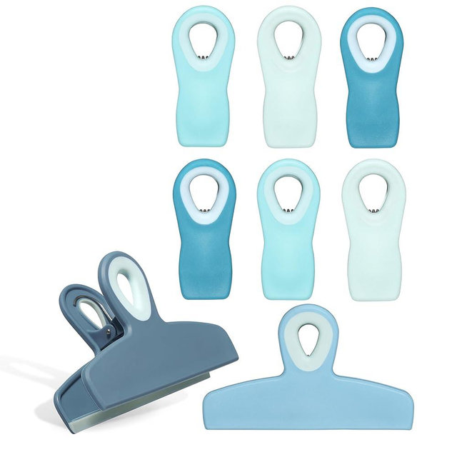 COOK WITH COLOR Nesting Plastic Mixing Bowl Set with Pour Spouts and Handles, Light Blue, Pack of 8