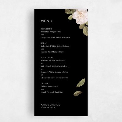 Black Wedding Menu - Woads