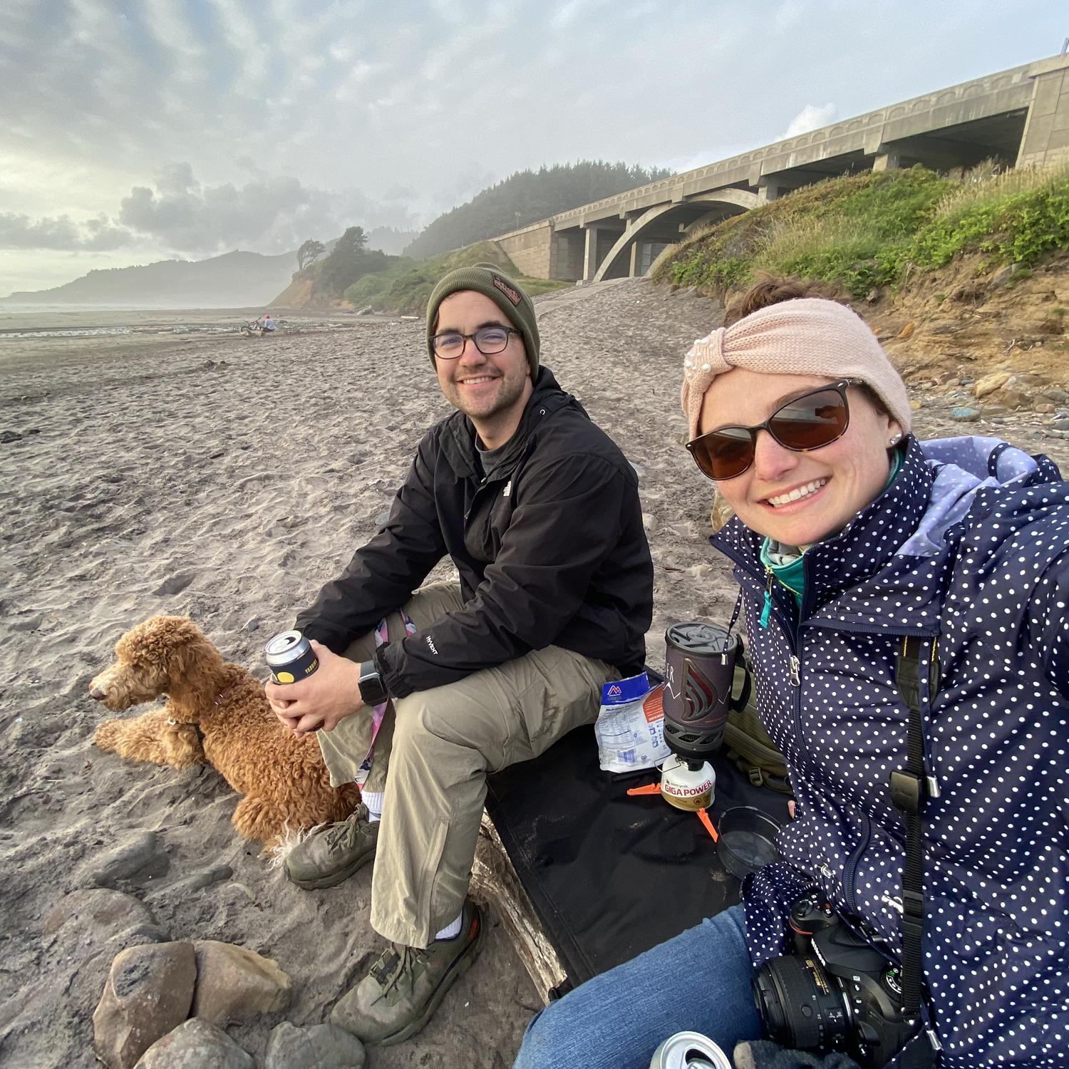 Beverly Beach, the last night before the engagement. We had a freeze-dried camping meal thanks to our trusty jet-boil and ate on the beach during sunset, 2021
