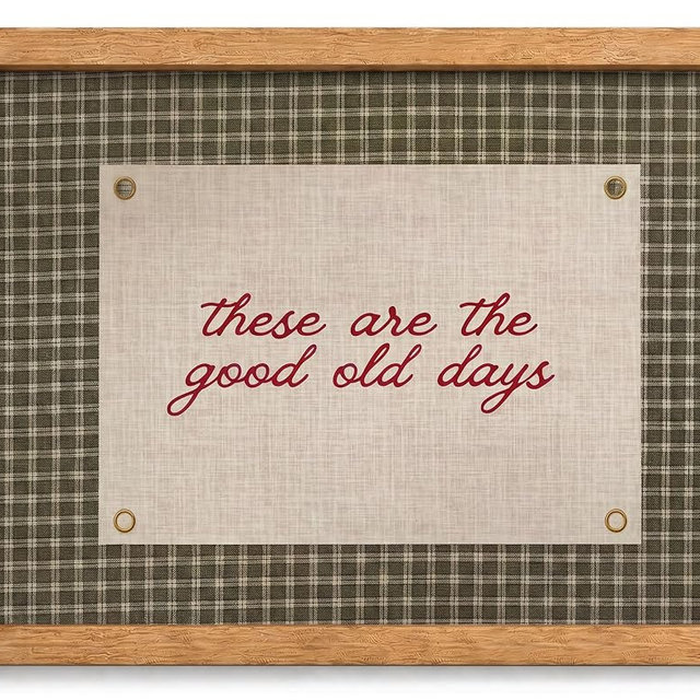 Brown Solid Wood Frame These Are The Good Old Days Canvas Wall Art 8x10in | Inspirational Positive Quote Gingham Wall Decor Picture Inspirational Family Poster Print for Living Room Bedroom Decoration