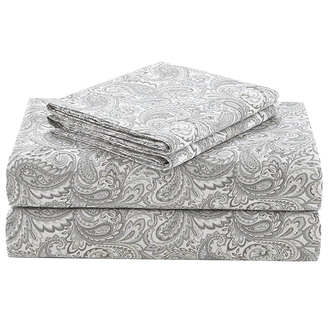 Comfort Spaces 100% Cotton Sheet Set Breathable, Lightweight, Soft with 14" Elastic Pocket Fits up to 16" Mattress, All Season Cozy Bedding, Matching Pillow Case, Cal King Paisley Multi 4 Piece