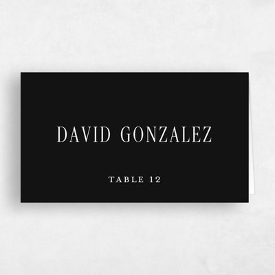 Black Wedding Place Card - Dove