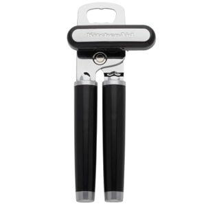 KitchenAid Classic Multifunction Can Opener and Bottle Opener Easy to Use, Razor Sharp Stainless Steel Cutting Wheel, Soft Ergonomic Handles, Black