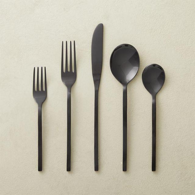 20-Piece Olympia Brushed Black Flatware Set