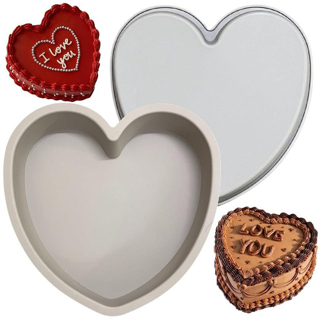 MarStore Set of 2 Silicone Heart Shaped Cake Pans – 9 Inch Nonstick Food-Grade Heart Cake Pan, Oven & Microwave Safe Molds for Baking – Easy to Clean in Just 2 Seconds