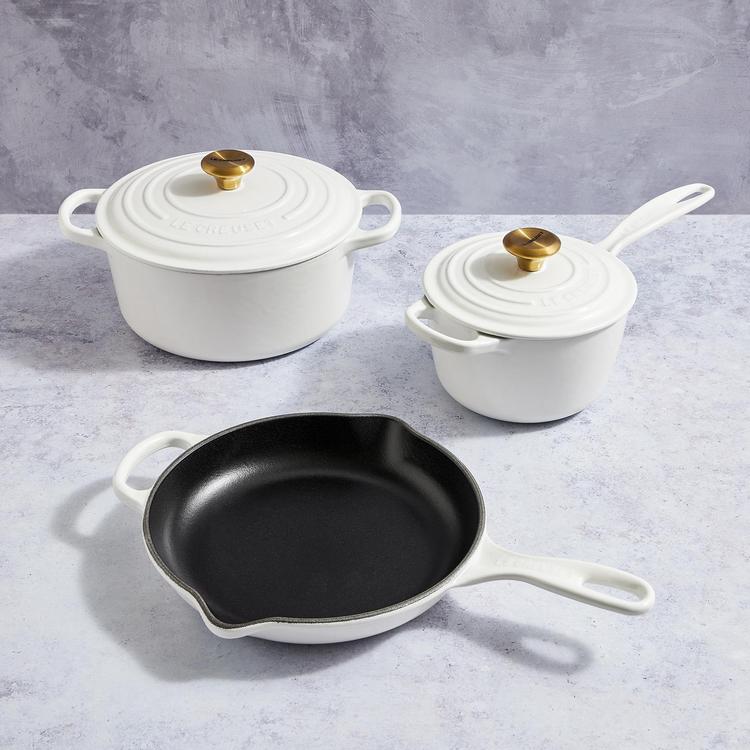 Le Creuset Signature 5-Piece Cookware Set - White/Gold