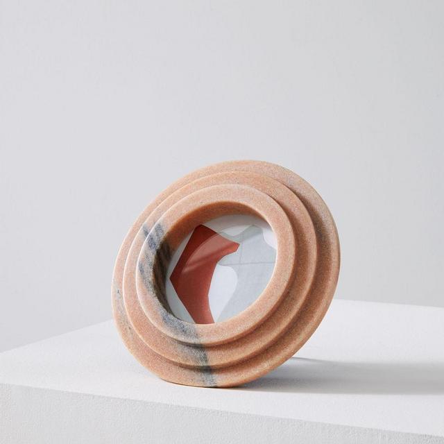 Stacked Marble Frame, Circle, 4"x4"", Rose