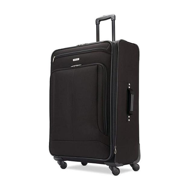 American Tourister Pop Max Softside Luggage with Spinner Wheels, Black, Checked-Large 29-Inch
