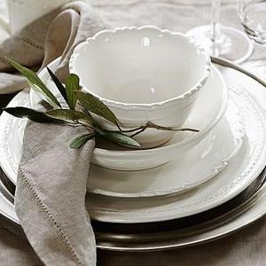 Napoli Stoneware Dinnerware, 16-Piece Cereal Bowl Set, White